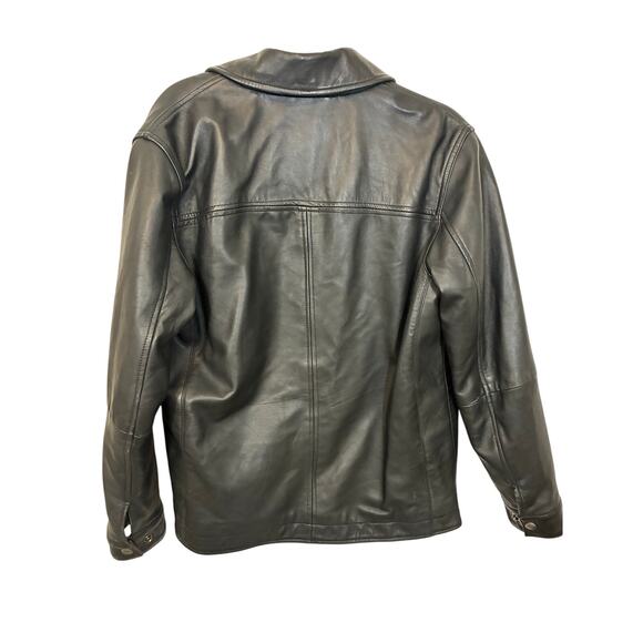 Perry Ellis Men's Classic Genuine Lambskin Leather Jacket Biker Moto Grunge Emo - Picture 7 of 7